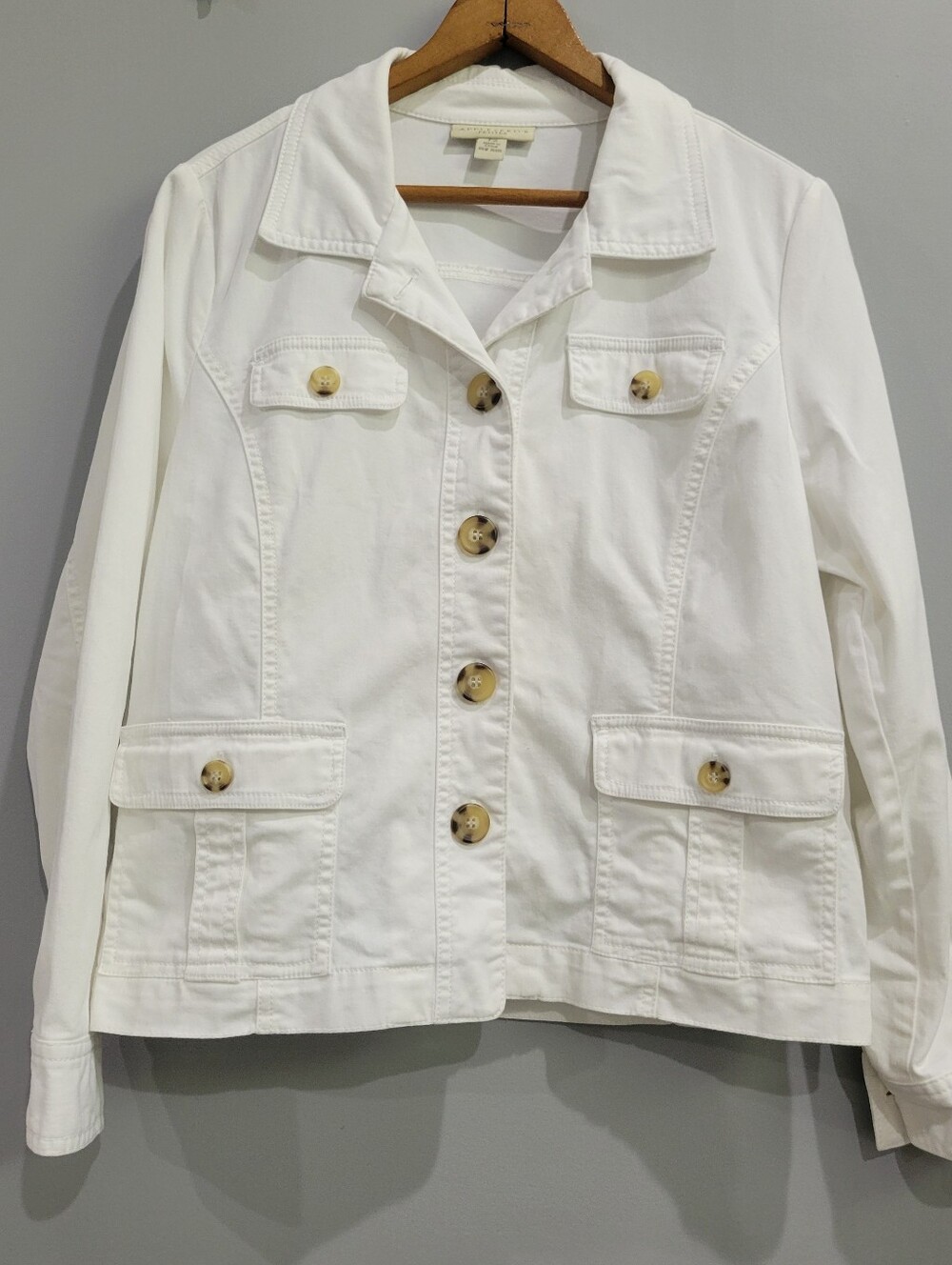 Appleseed's White Utility Jacket PS Cotton Stretch Button Front
